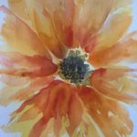 Original painting of a yellow and orange sunflower